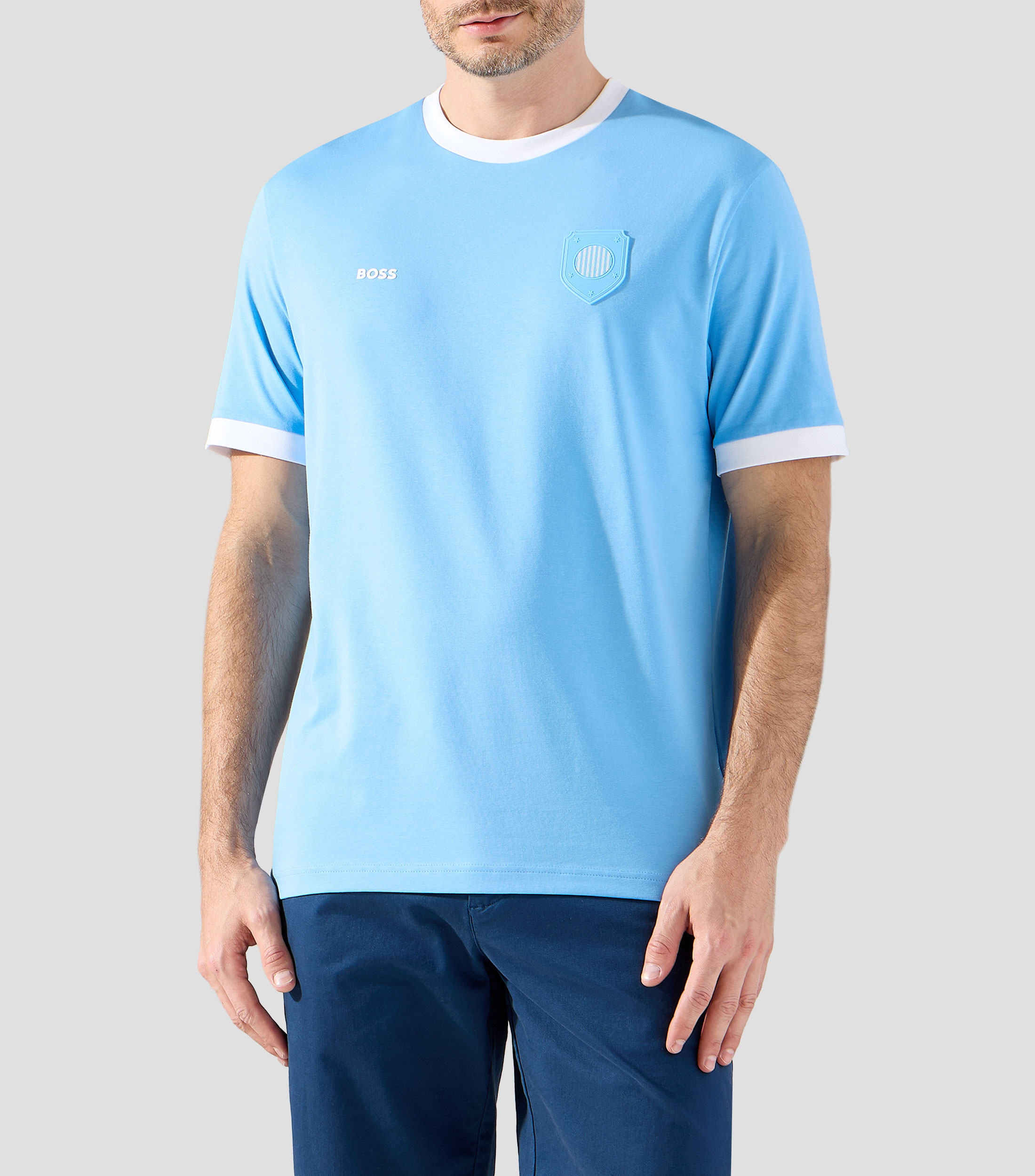 Playera cuello redondo manga corta sólida Hombre